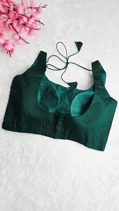 Bottle Green U Neck Blouse