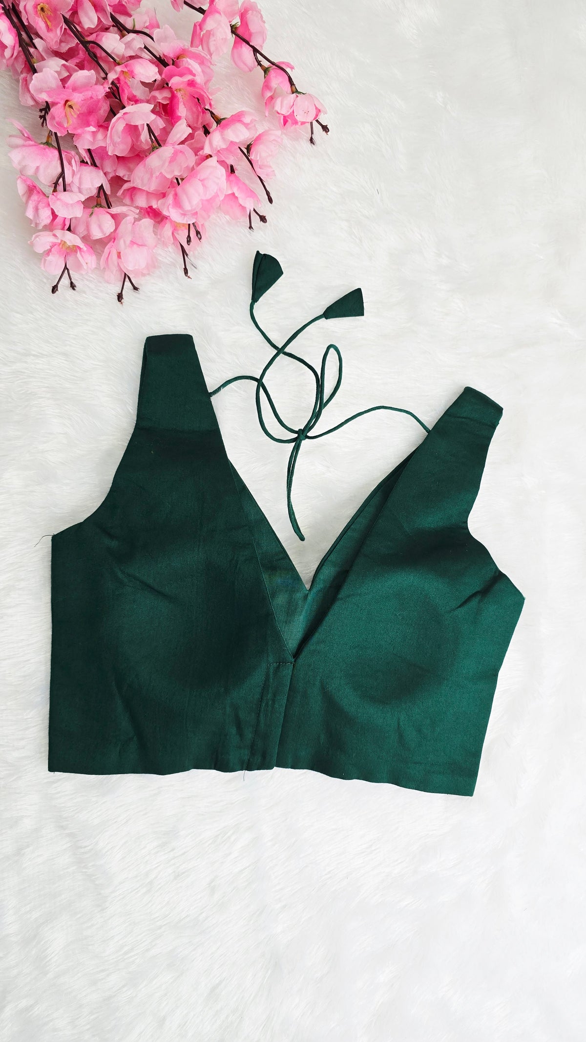 Bottle Green V Neck Blouse