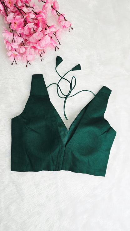 Bottle Green V Neck Blouse