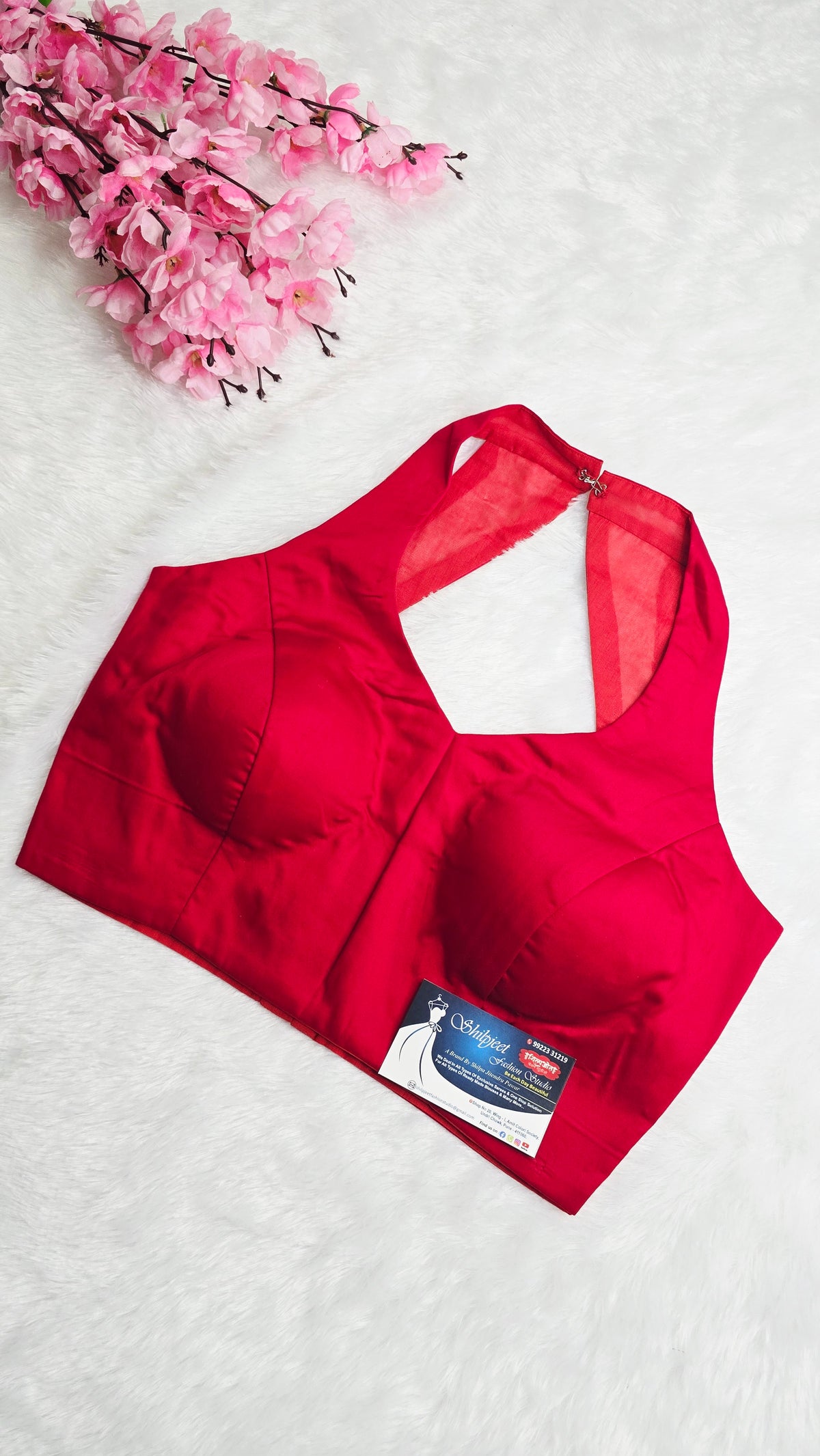 Red Halter Neck Blouse