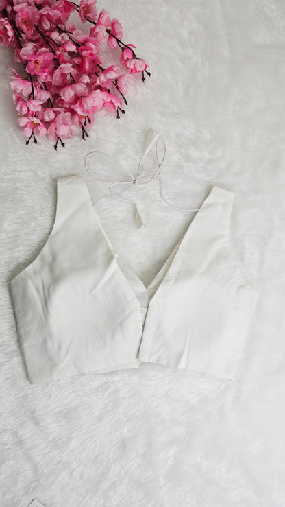 White V Neck Blouse