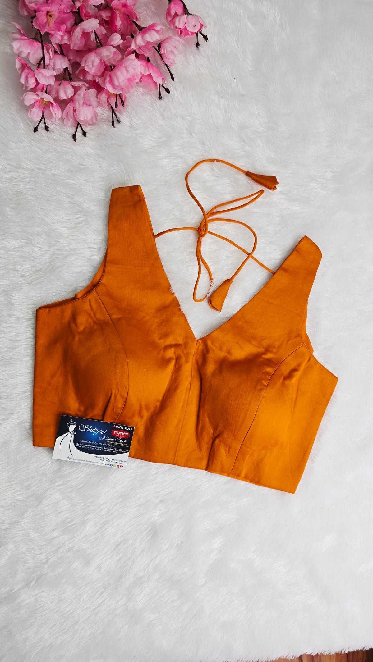 Light Orange V Neck Blouse