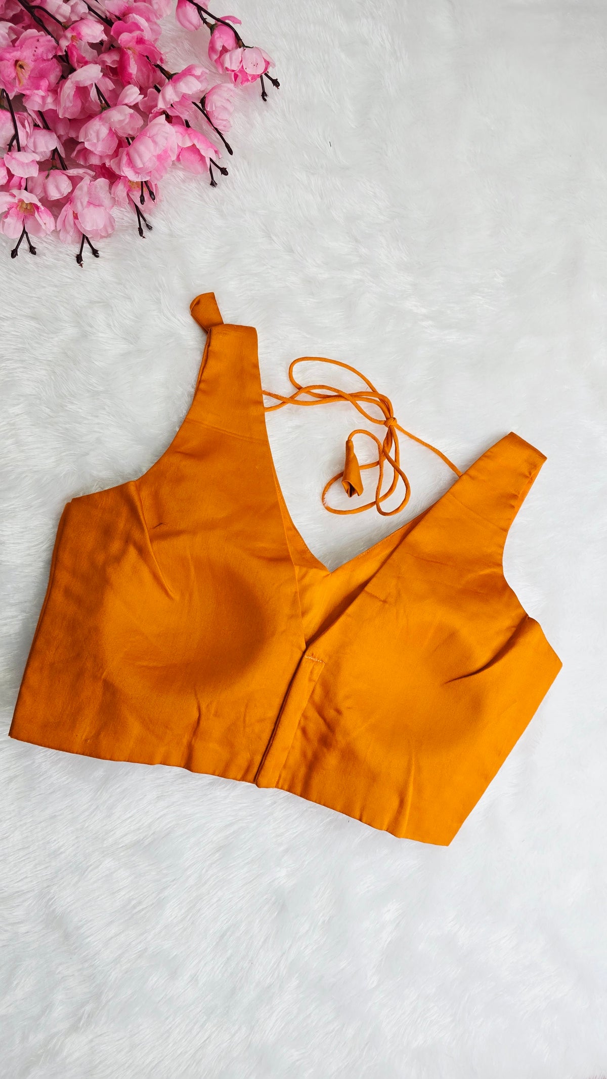 Light Orange V Neck Blouse