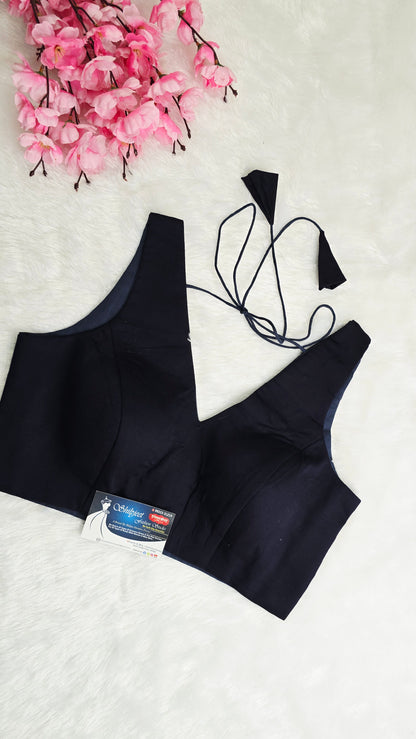 Navy Blue V Neck Blouse