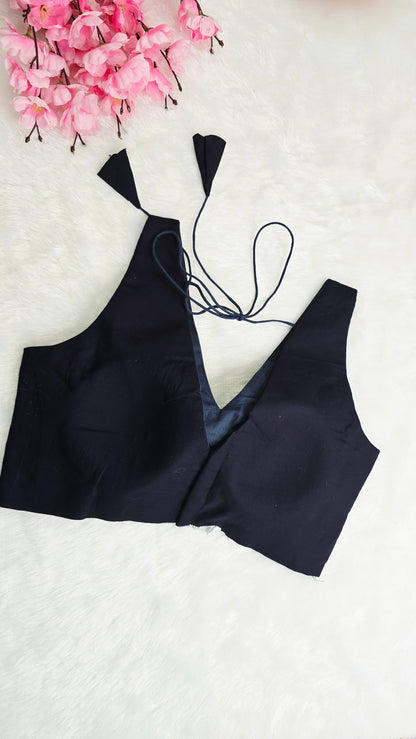 Navy Blue V Neck Blouse