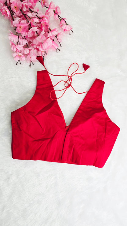Red V Neck Blouse