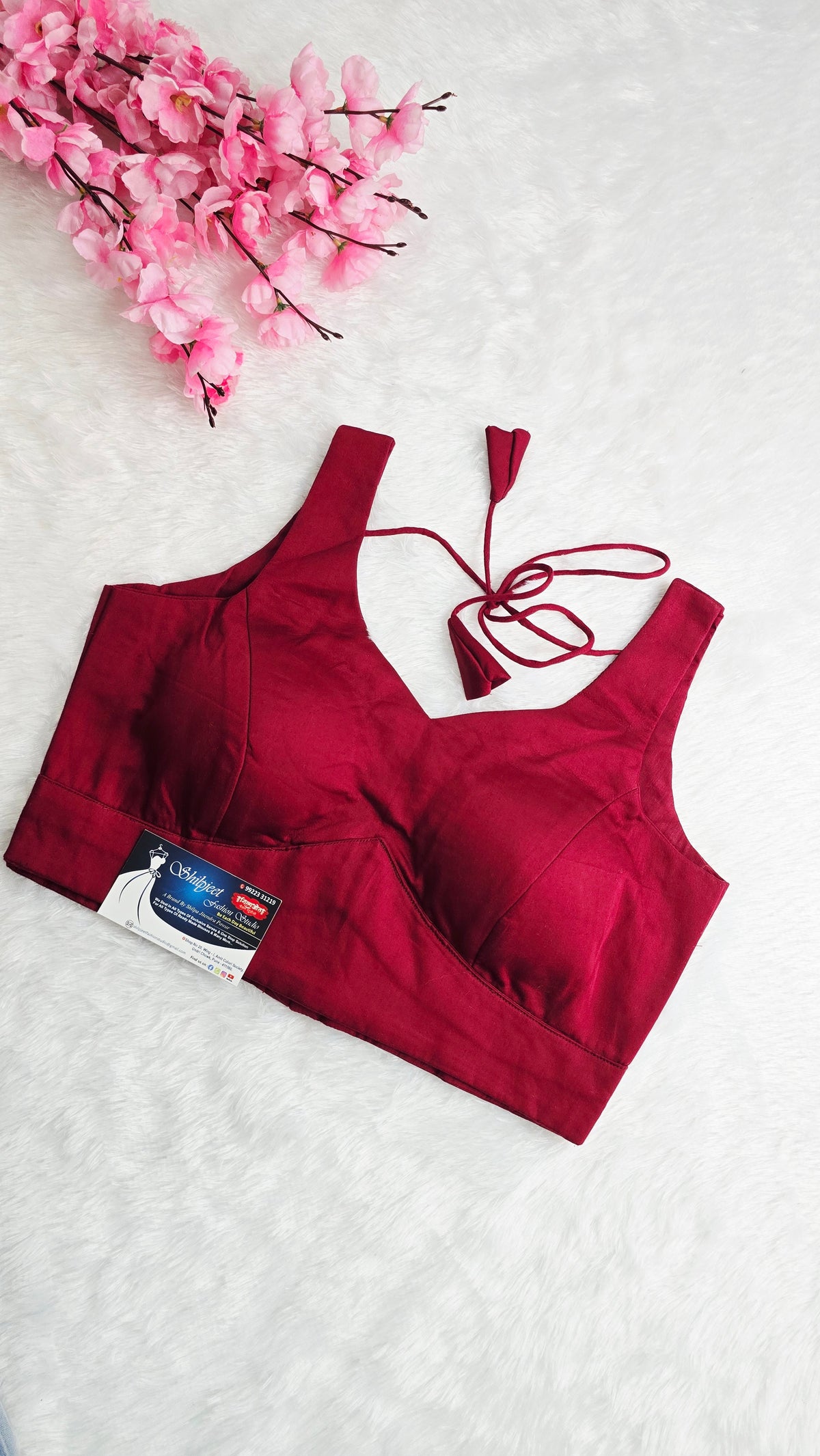 Maroon Leaf Neck Blouse